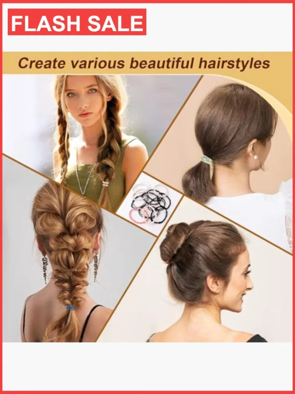 48 PCS Boho Braided Elastic Hair Ties No Damage Ponytail Holders